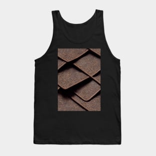 Dark Brown Ornamental Leather Stripes, natural and ecological leather print #49 Tank Top